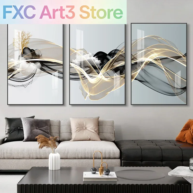 Abstract Canvas Set - 3 stks/set frameloze 3 Nordic Luxe