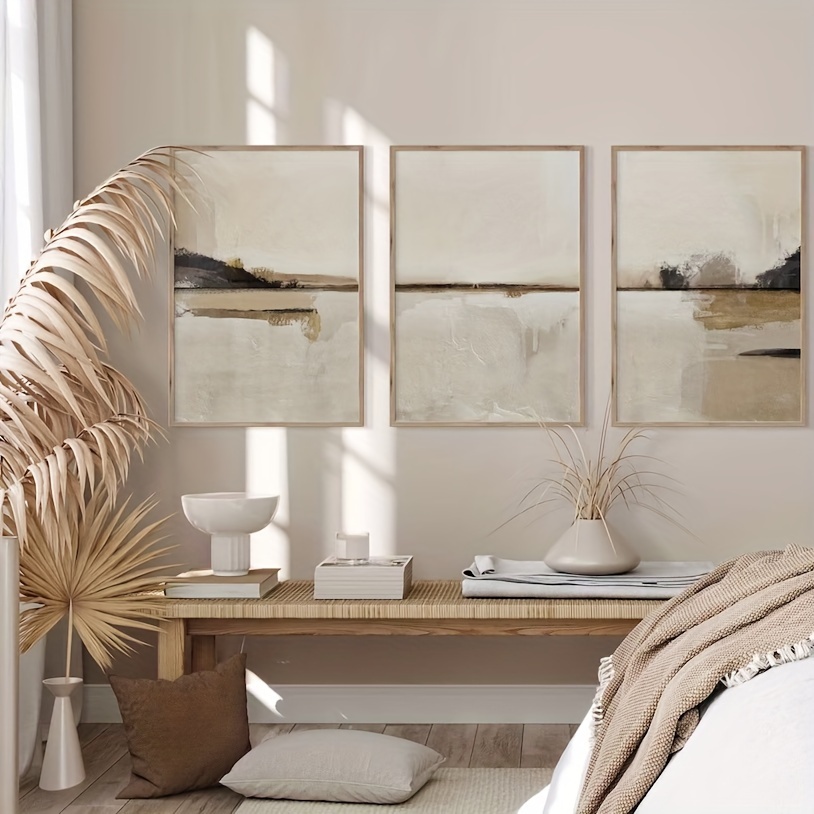 Abstract Canvas Set - 3 stks/set Neutrale Abstracte Geometrische Canvas