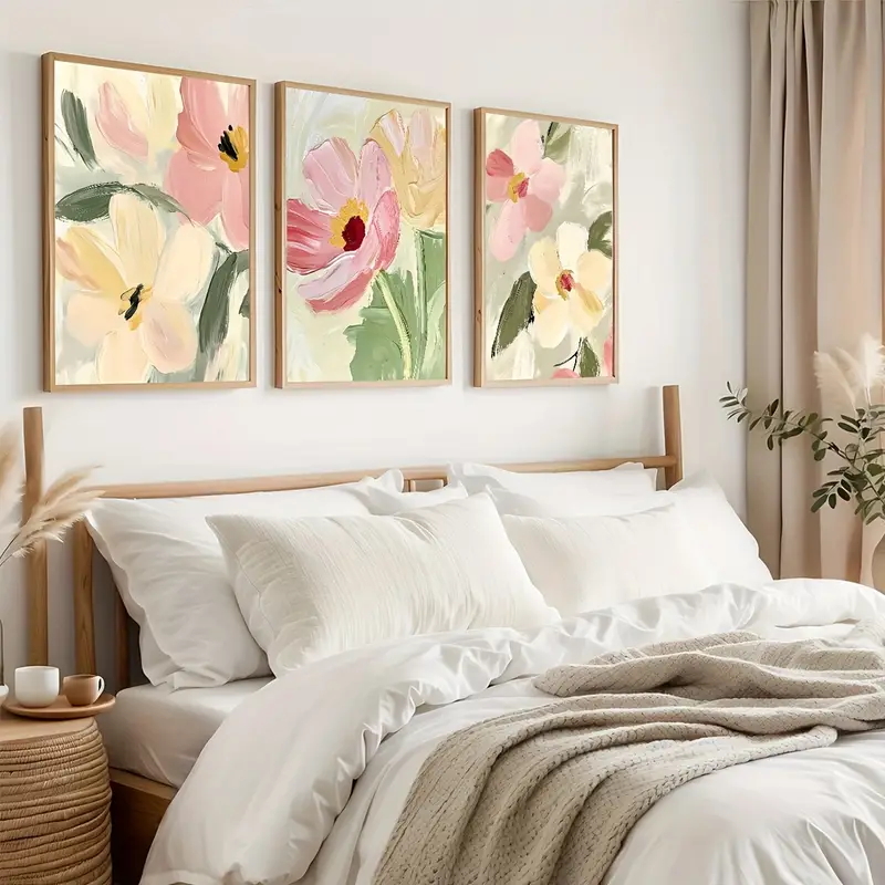 Abstract Canvas Set - 3 stks/set Pastel Bloemen Canvas Posters