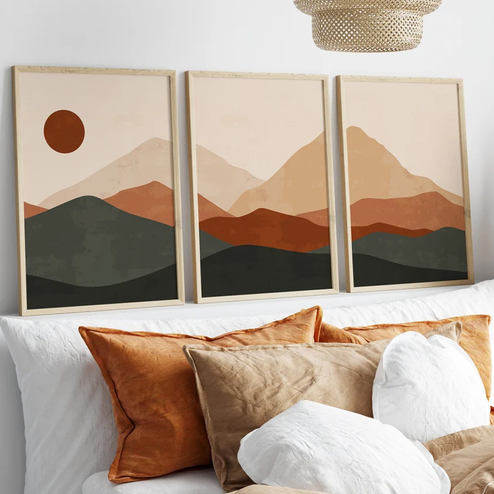 Abstract Canvas Set - 3 stks/set Boheemse abstracte zonsopgang bergzicht