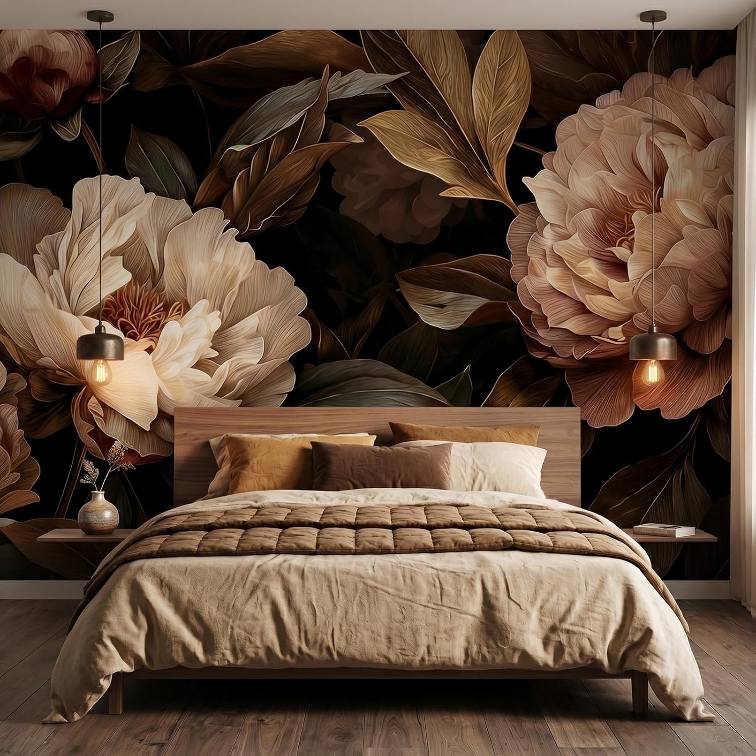 Elegant pioenroos bloementapij - Interior Design Apartment recensie en prijs