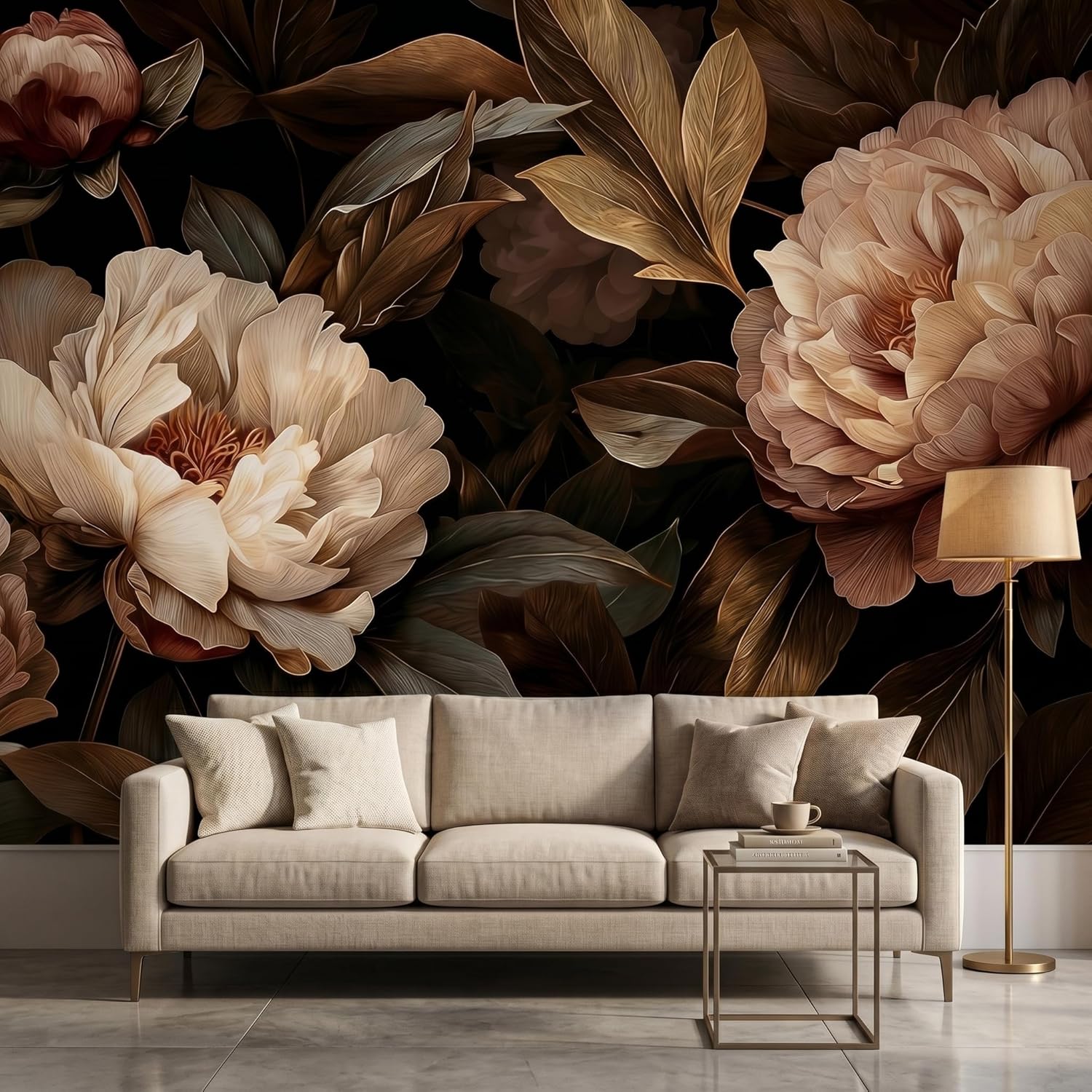 Elegant pioenroos bloementapij - Interior Design Apartment recensie en prijs
