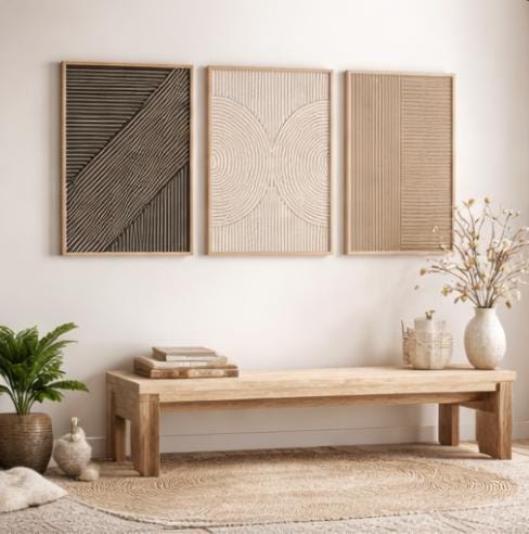 Set van 3 beige zwarte minimal - Abstract Canvas Set recensie en prijs