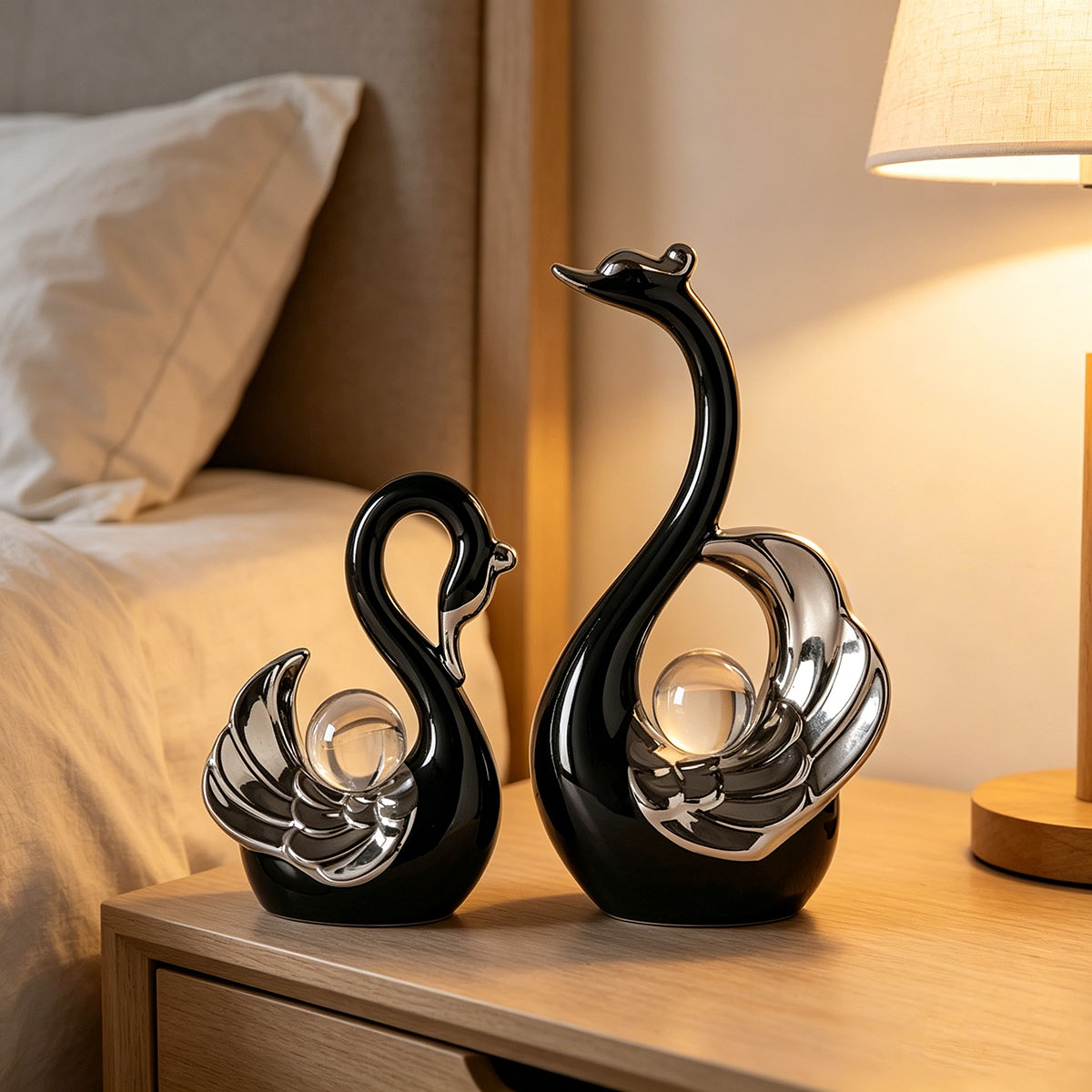 Keramisch paar zwanen ornament - Interior Design Apartment recensie en prijs