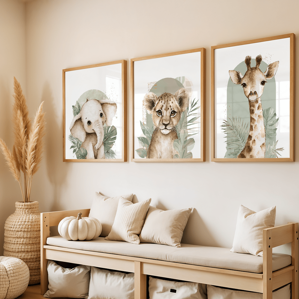 3 stks/set Retro Olifant Leeuw - Abstract Canvas Set recensie en prijs