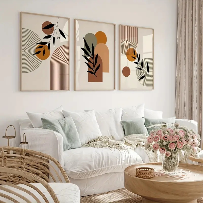 3 stuks planten-geometrische a - Abstract Canvas Set recensie en prijs