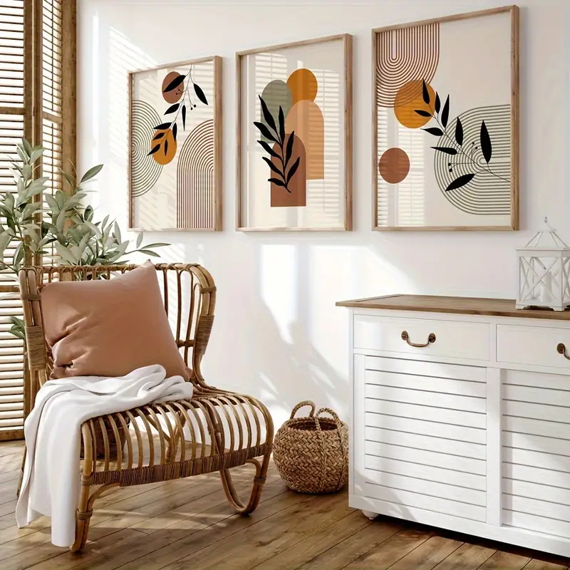 3 stuks planten-geometrische a - Abstract Canvas Set recensie en prijs