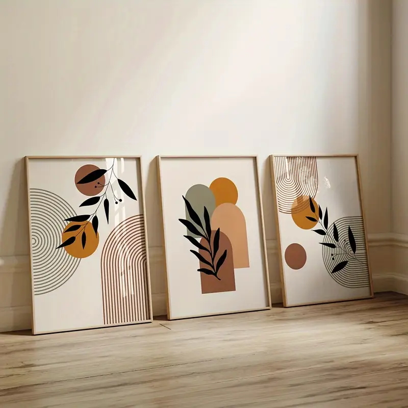 3 stuks planten-geometrische a - Abstract Canvas Set recensie en prijs